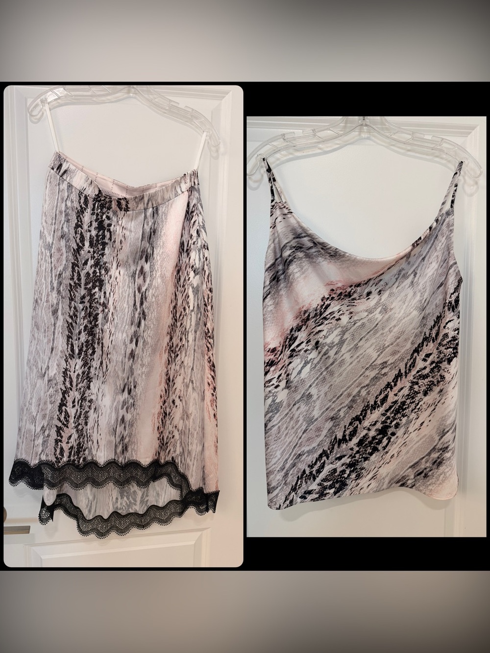 NWT - Ted Baker Pink, Gray and Black Abstract Print Cami Set (two piece)